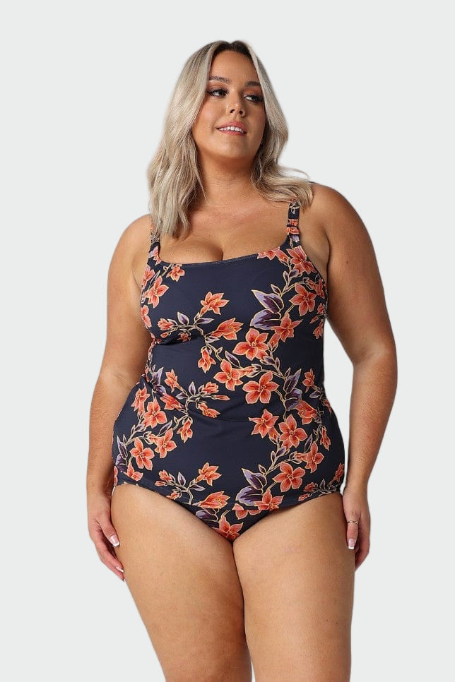 Navy & Orange Floral Tankini Top Jasmine's Boutique Australia