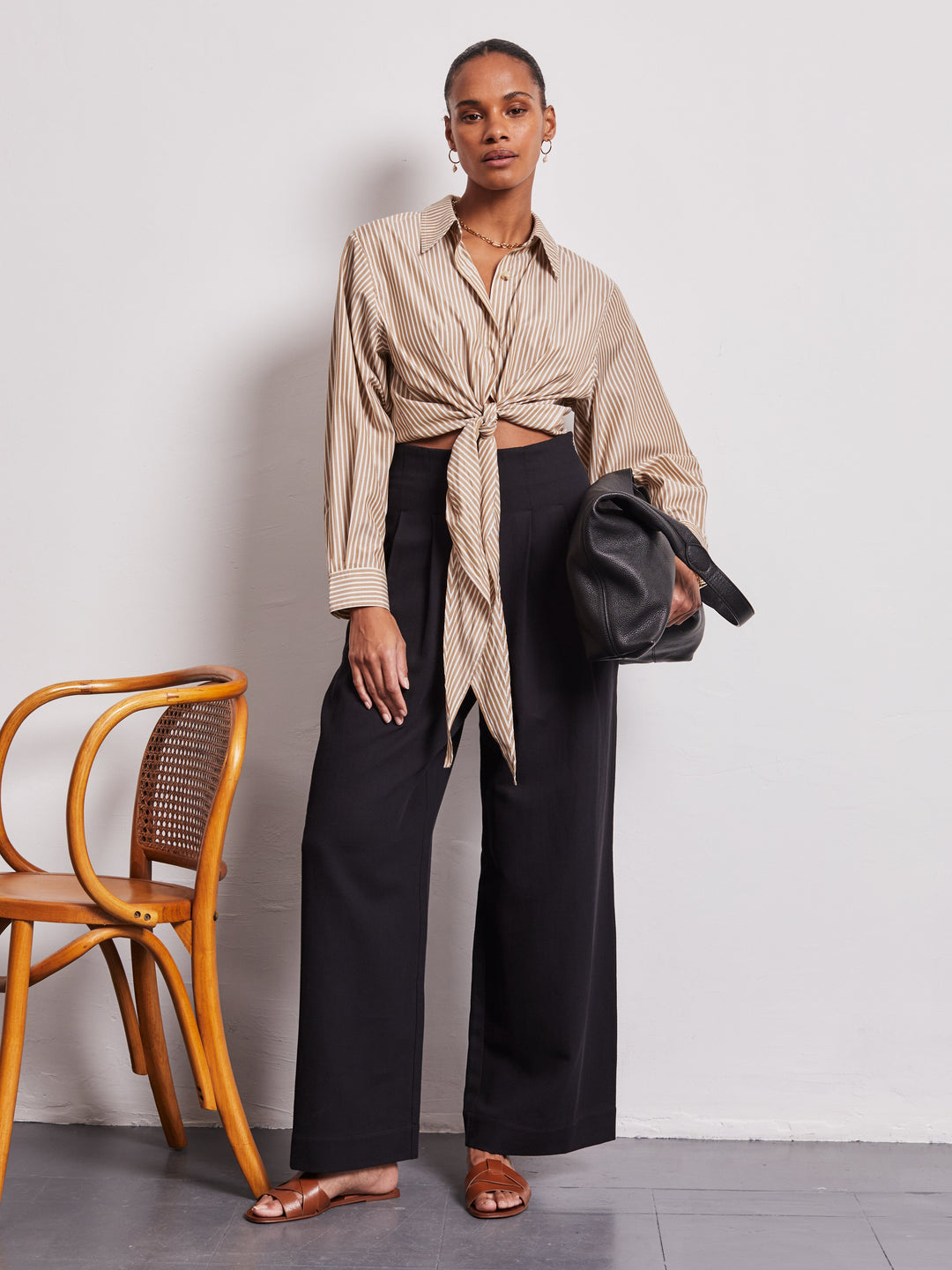 Nellie High Waisted Palazzo Trouser  Liora Lane Boutique Trousers