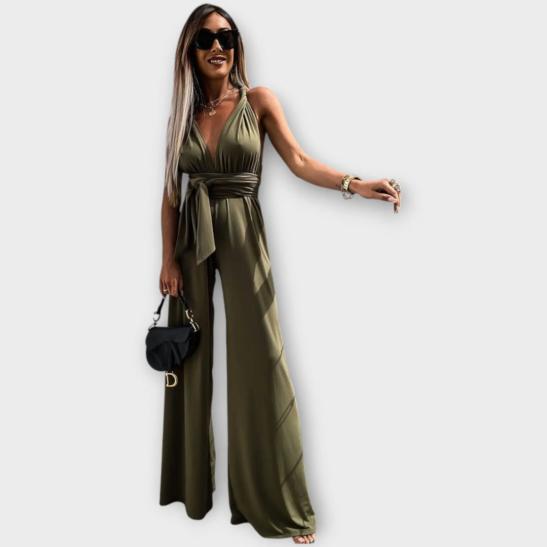 Satin Wrap Wide-Leg Jumpsuit Jasmine's Boutique Australia