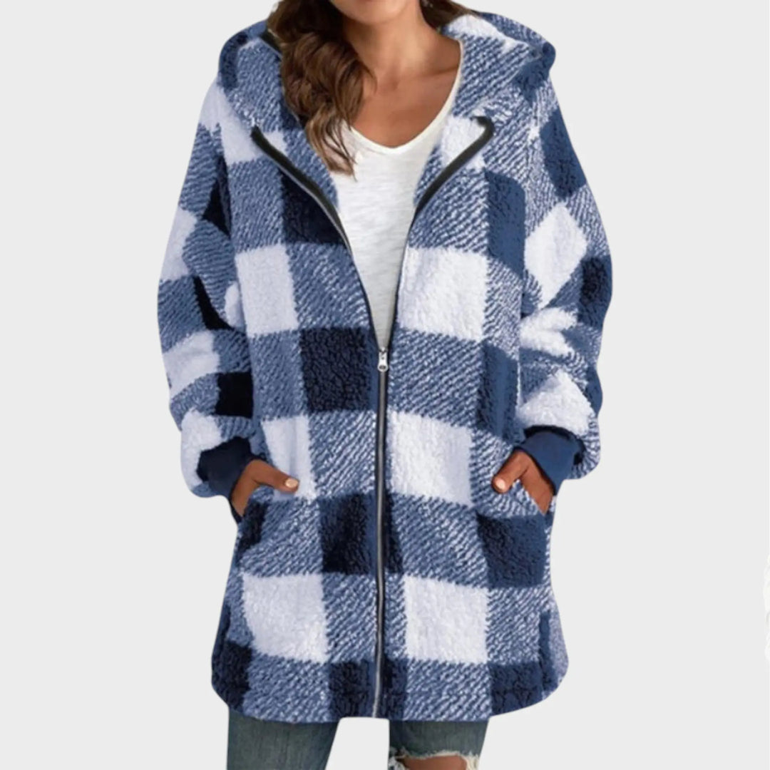 CozyCheck Zip Hoodie Coat Jasmine's Boutique Australia