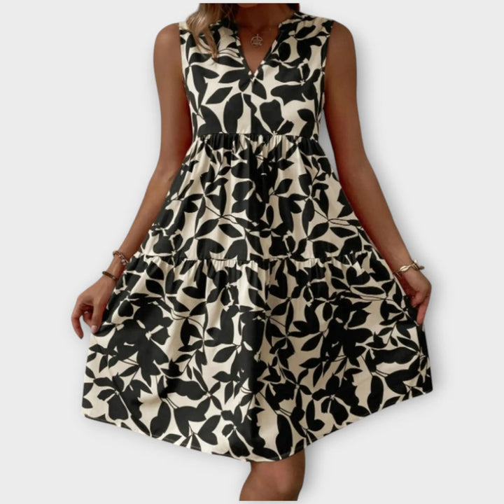 Monochrome Leaf A-Line Dress Jasmine's Boutique Australia
