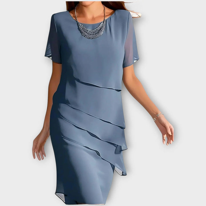 Midnight Elegance Layered Chiffon Dress Jasmine's Boutique Australia