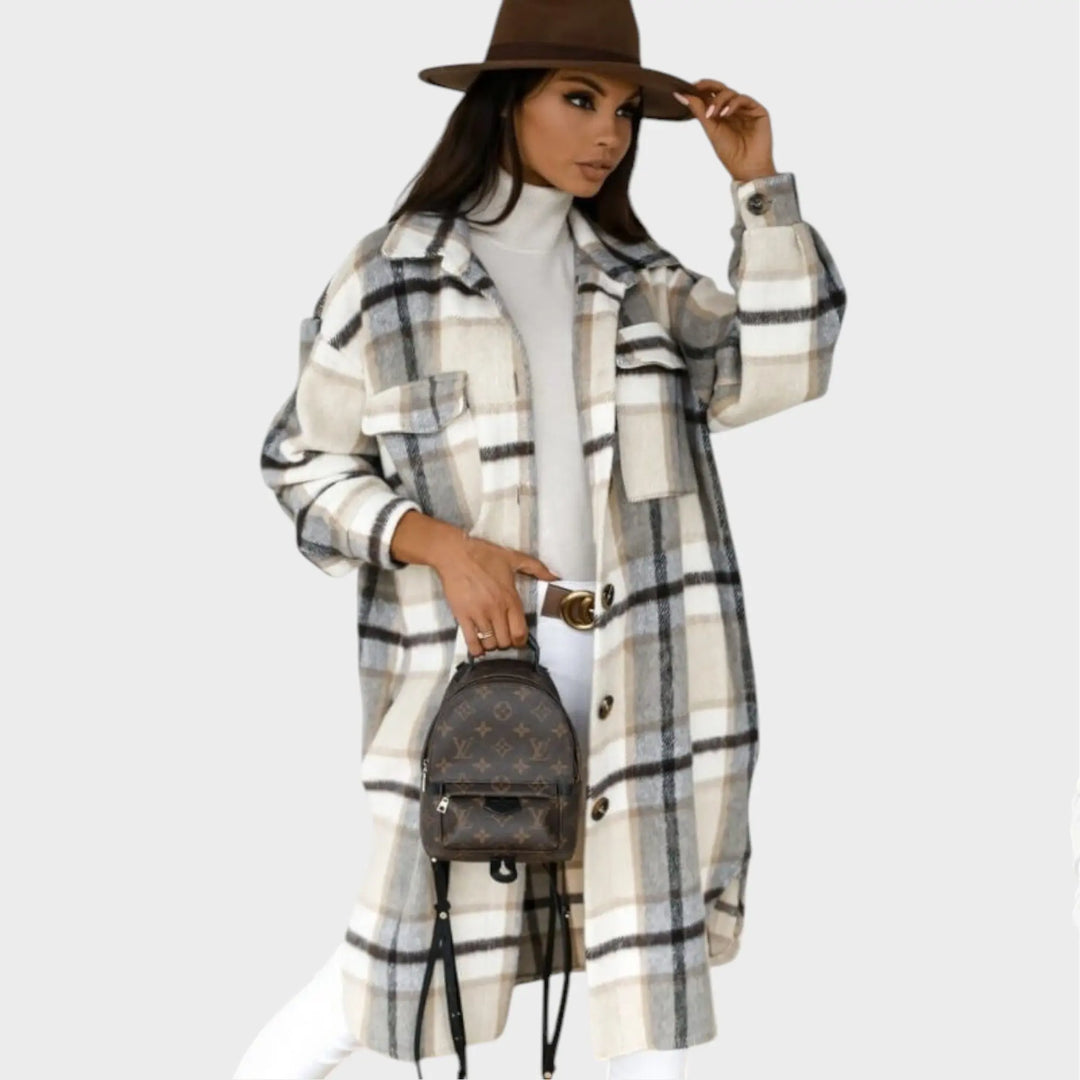 Oversized Plaid Button-Up Coat Jasmine's Boutique Australia