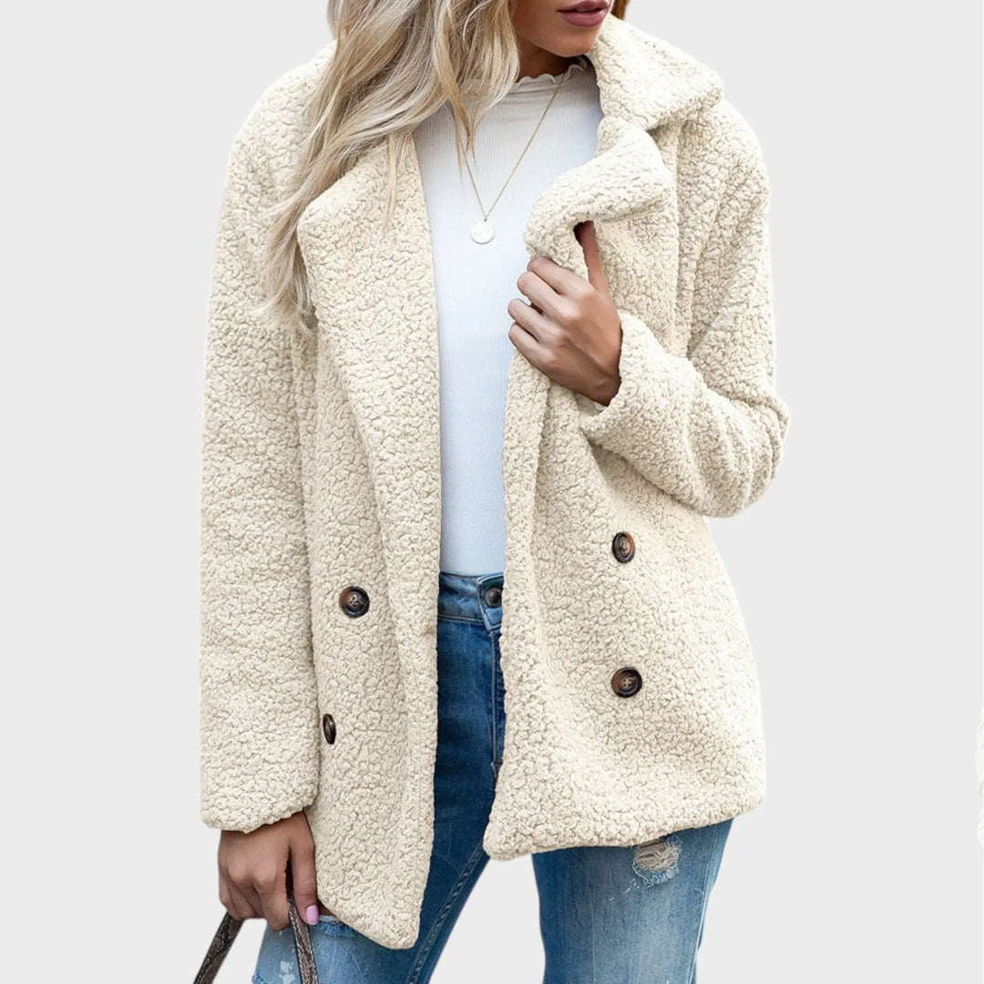 Cream Double-Breasted Sherpa Coat Jasmine's Boutique Australia
