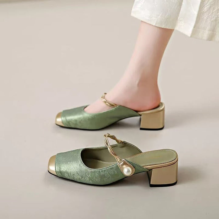 Melina Genuine Leather Mules  Liora Lane Boutique  Green / 9.5 69.99
