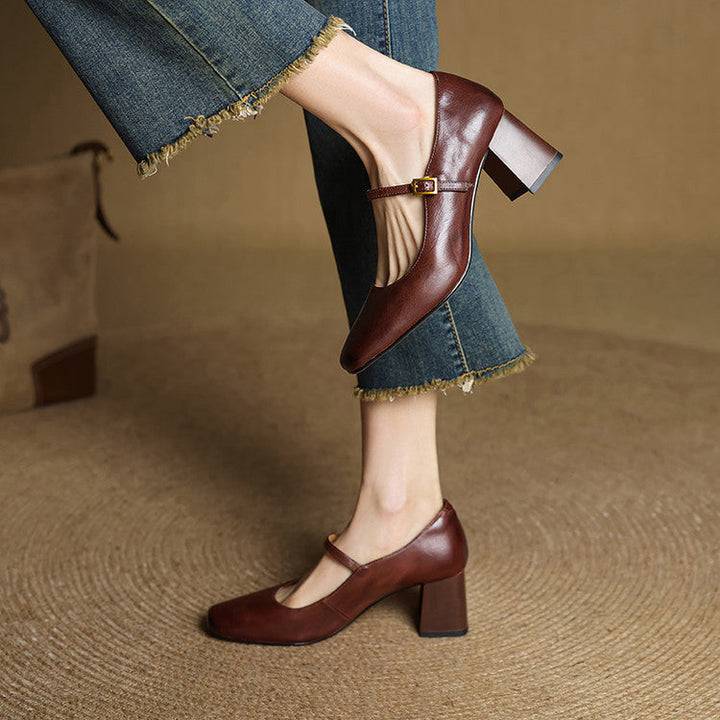 Lenara Genuine Leather Heels  Liora Lane Boutique