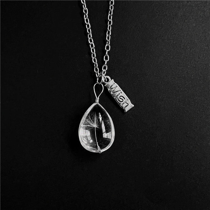 Flower Necklace from Pressed Resin - Crystal Tear Dandelion Jasmine's Boutique Australia
