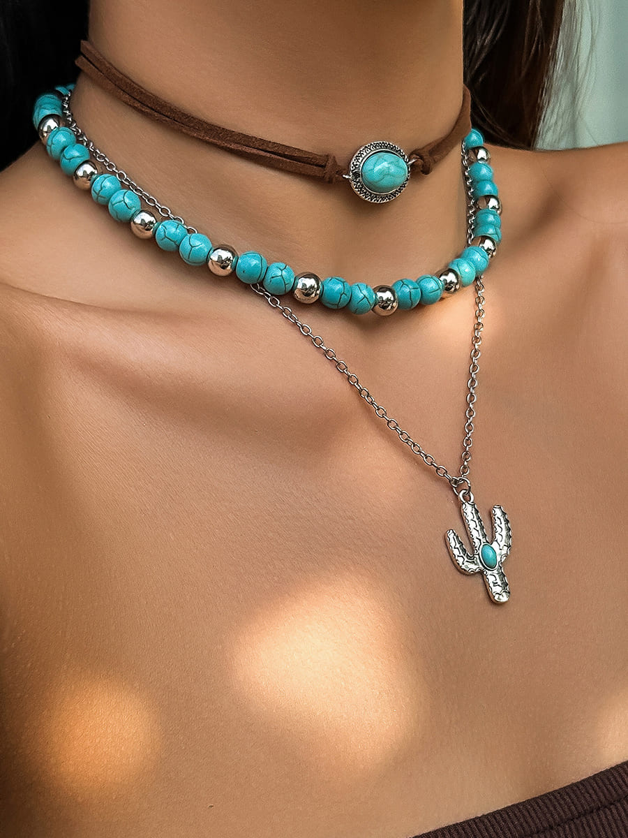 Turquoise Cactus Collar Necklace Jasmine's Boutique Australia