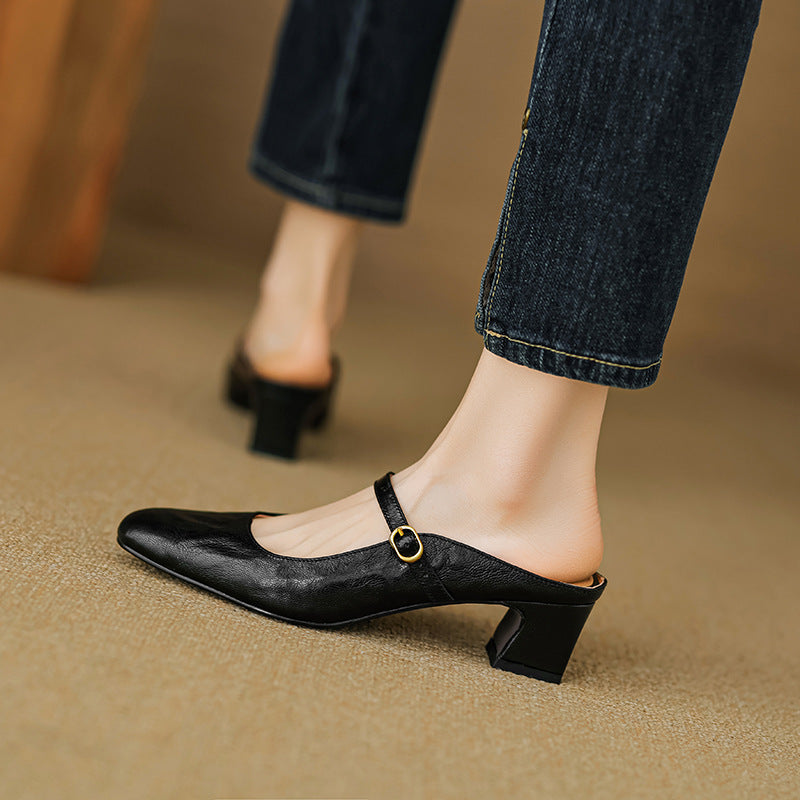 Vian Genuine Leather Mules  Liora Lane Boutique