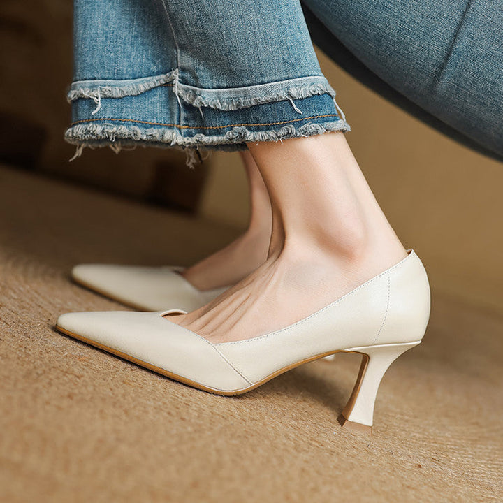 Zyne Genuine Leather Heels  Liora Lane Boutique