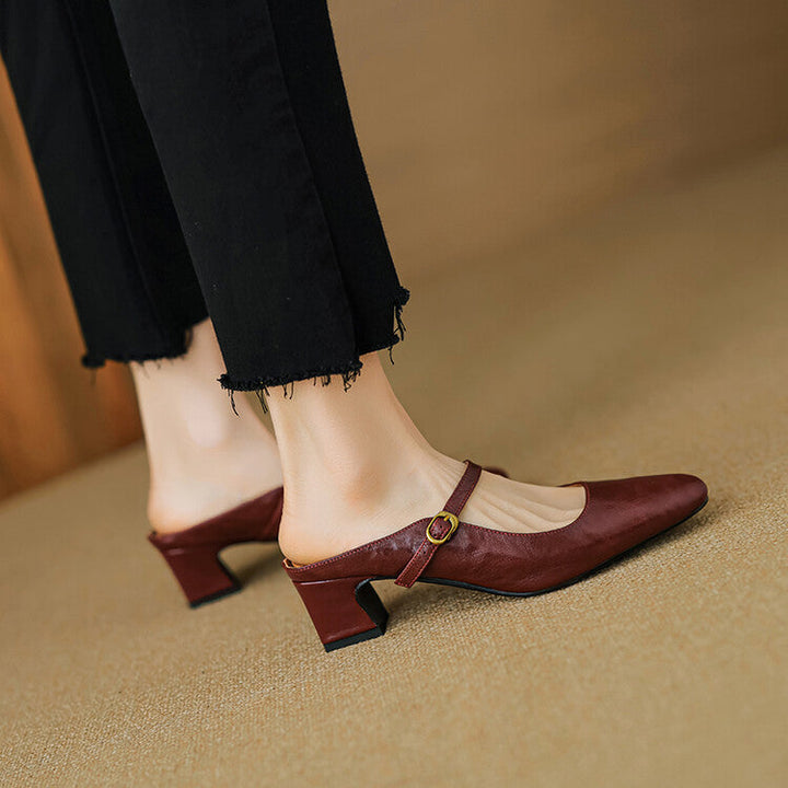 Vian Genuine Leather Mules  Liora Lane Boutique
