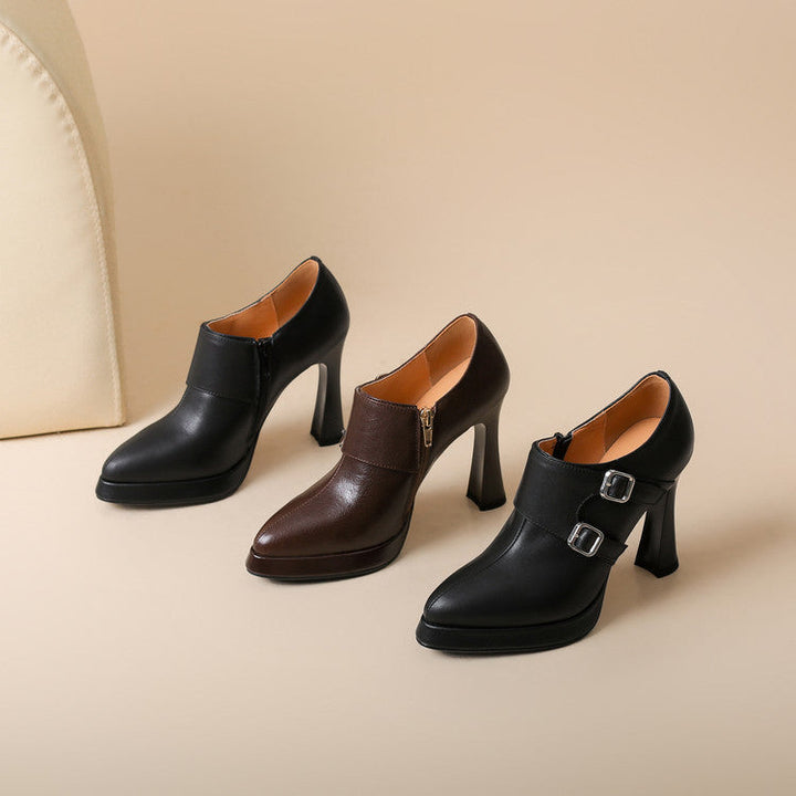 Nyrix Genuine Leather Heels  Liora Lane Boutique