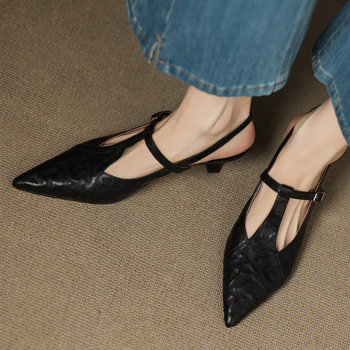 Noir Genuine Leather Heels  Liora Lane Boutique