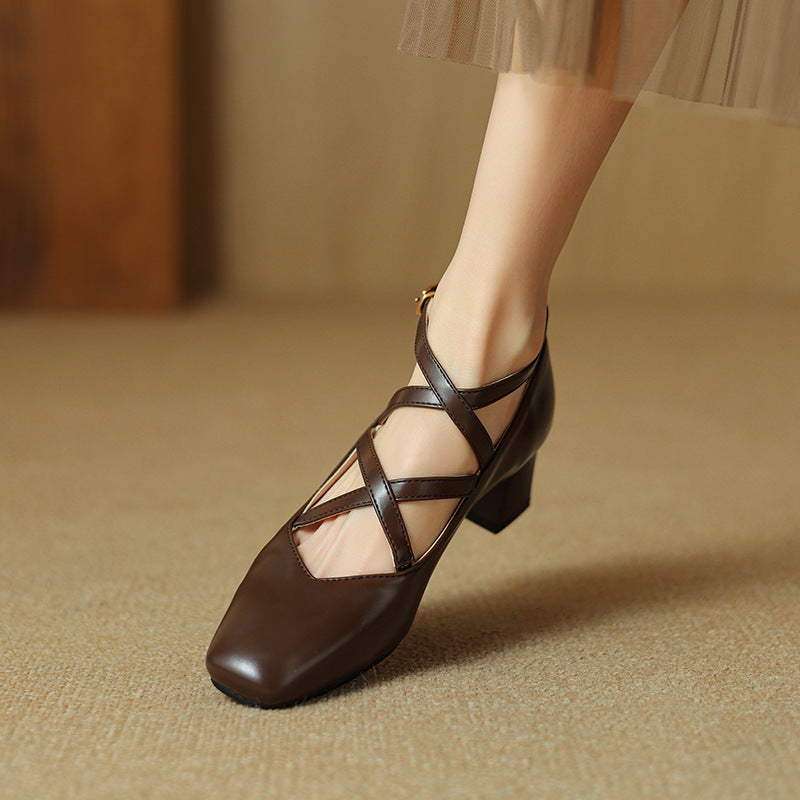 Elva Leather Heels  Liora Lane Boutique