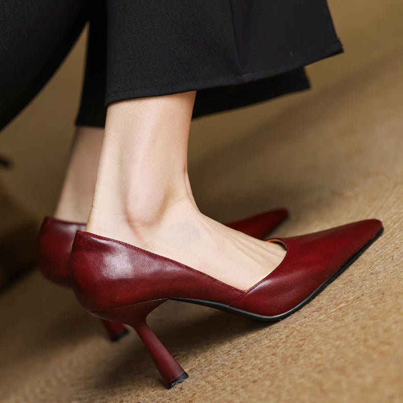 Liana Genuine Leather Heels  Liora Lane Boutique