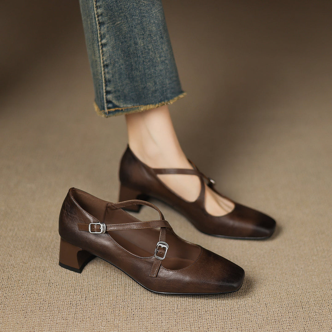 Ciora Genuine Leather Heels  Liora Lane Boutique  Brown / 9.5 109.99