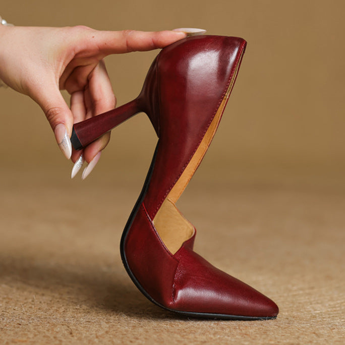 Liana Genuine Leather Heels  Liora Lane Boutique