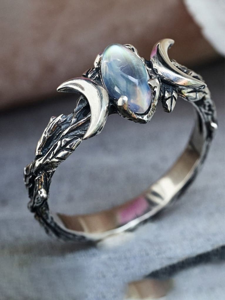 Double Moon Ring with Precious Stones Jasmine's Boutique Australia