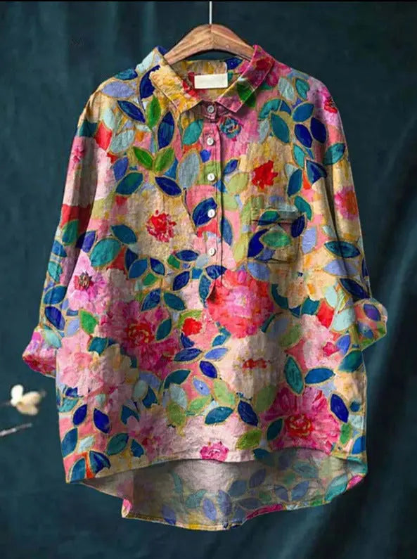 Artistic Bloom Button-Up Shirt Jasmine's Boutique Australia