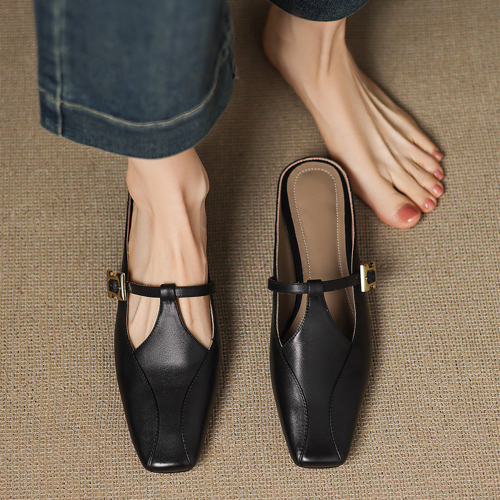 Keva Genuine Leather Mules  Liora Lane Boutique