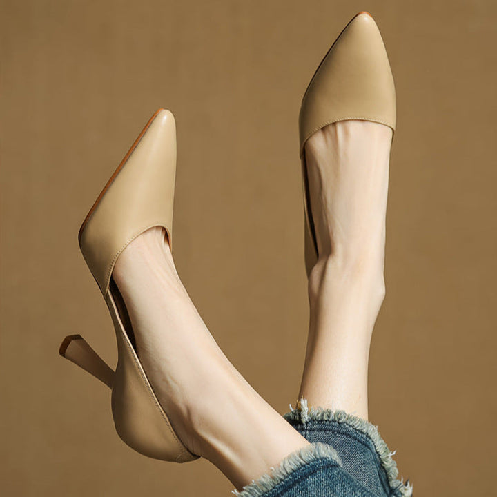 Liana Genuine Leather Heels  Liora Lane Boutique  Apricot / 9.5 119.99