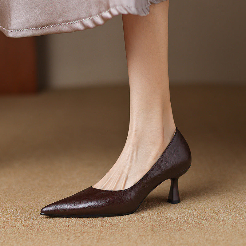 Elore Genuine Leather Heels  Liora Lane Boutique  Brown / 9.5 119.99