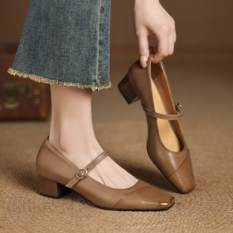 Clarette Genuine Leather Heels  Liora Lane Boutique  Brown / 8.5 119.99