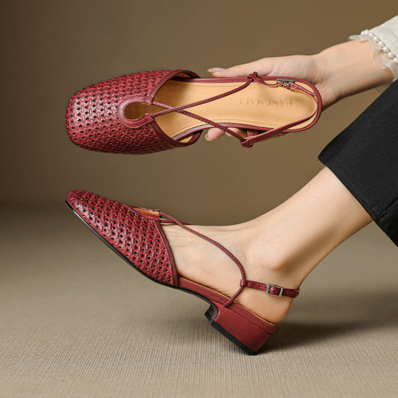 Opal Genuine Leather Slingbacks  Liora Lane Boutique  Maroon / 9.5 109.99