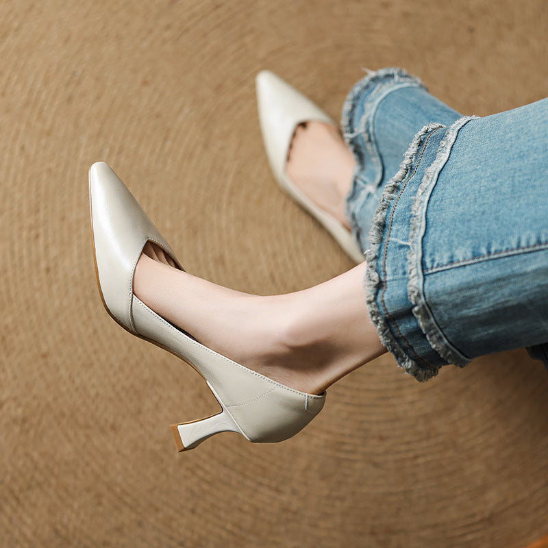 Zyne Genuine Leather Heels  Liora Lane Boutique