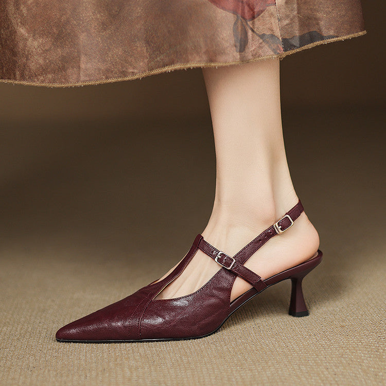 Noir Genuine Leather Heels  Liora Lane Boutique