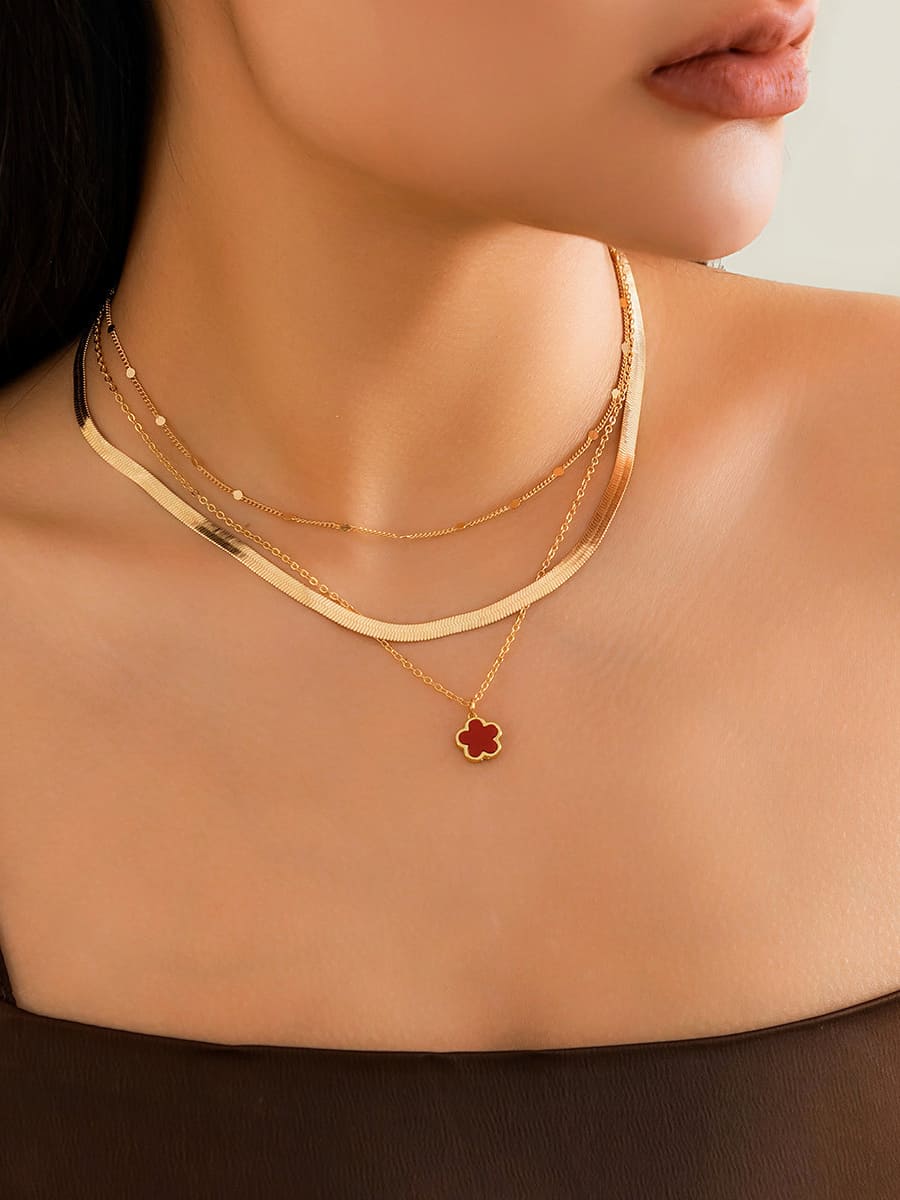 Clover Rainbow Serpent Chain Necklace Jasmine's Boutique Australia
