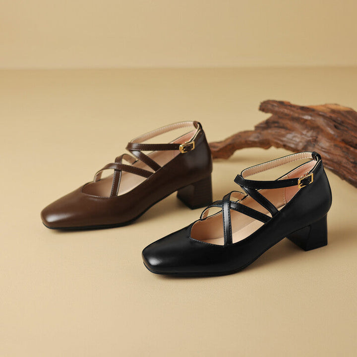 Elva Leather Heels  Liora Lane Boutique