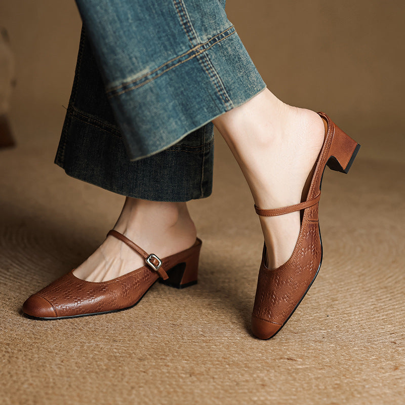 Edda Genuine Leather Mules  Liora Lane Boutique