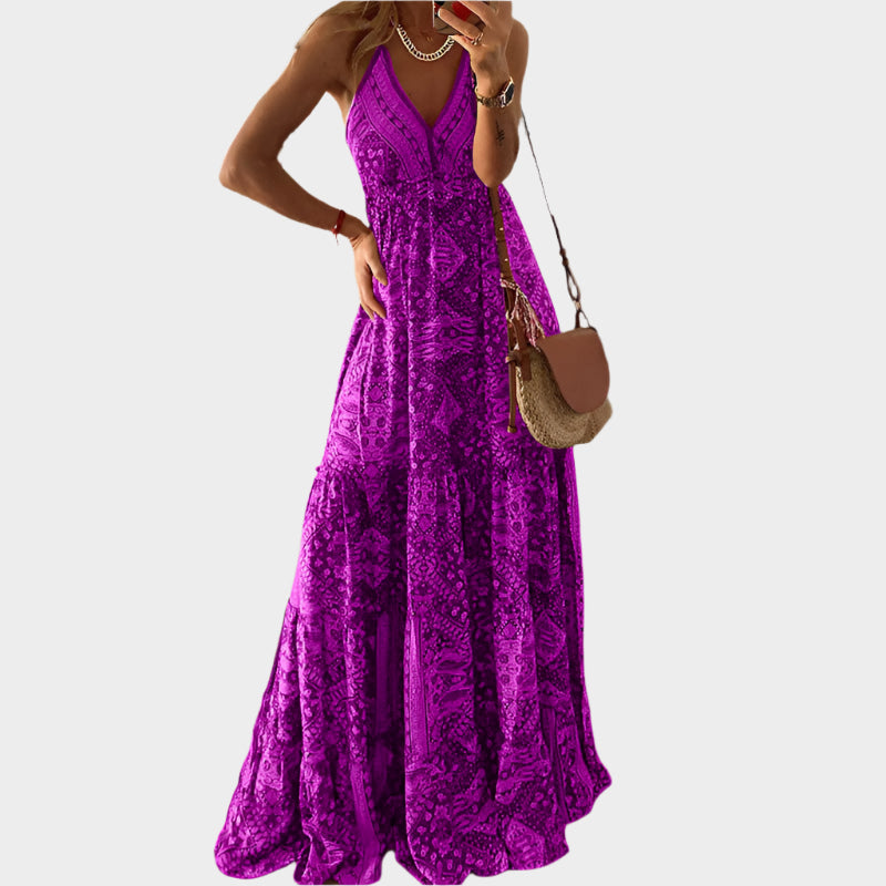Boho Dress with Thin Straps and V-Neck Jasmine's Boutique Australia