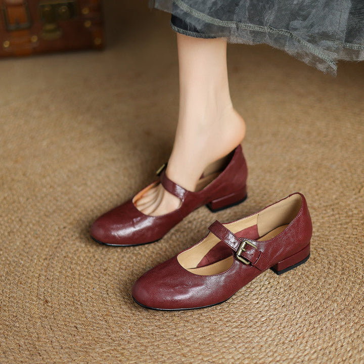Elva Genuine Leather Shoes  Liora Lane Boutique  Maroon / 9.5 119.99