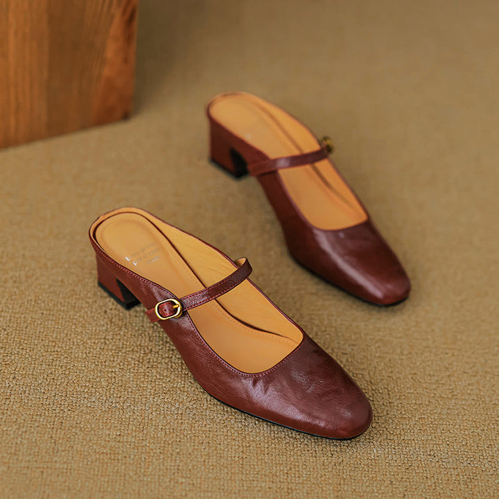 Vian Genuine Leather Mules  Liora Lane Boutique