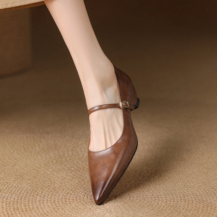 Felcia Genuine Leather Heels  Liora Lane Boutique