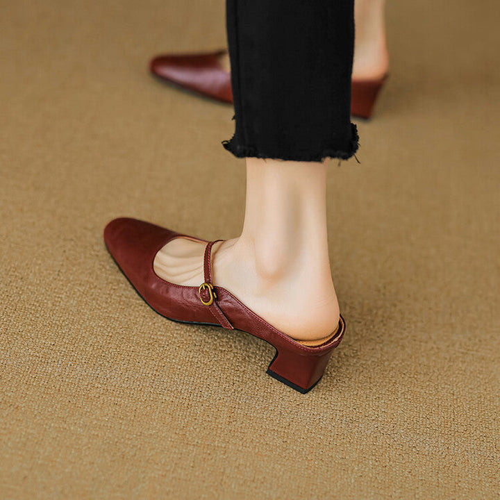 Vian Genuine Leather Mules  Liora Lane Boutique