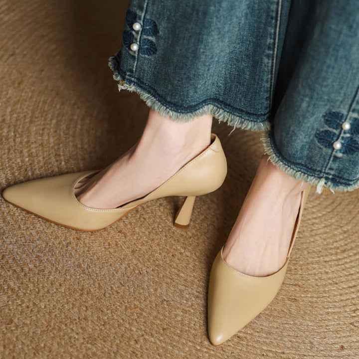 Liana Genuine Leather Heels  Liora Lane Boutique