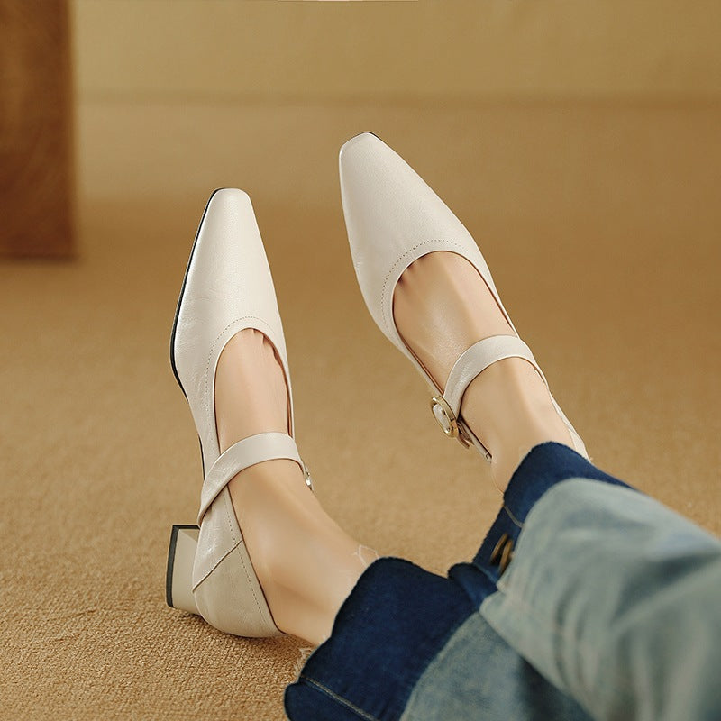 Merlot Genuine Leather Heels  Liora Lane Boutique  Cream / 9.5 119.99