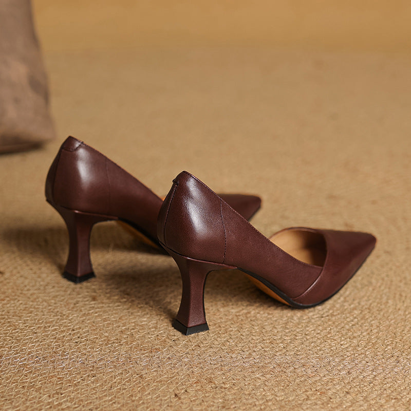 Zyne Genuine Leather Heels  Liora Lane Boutique