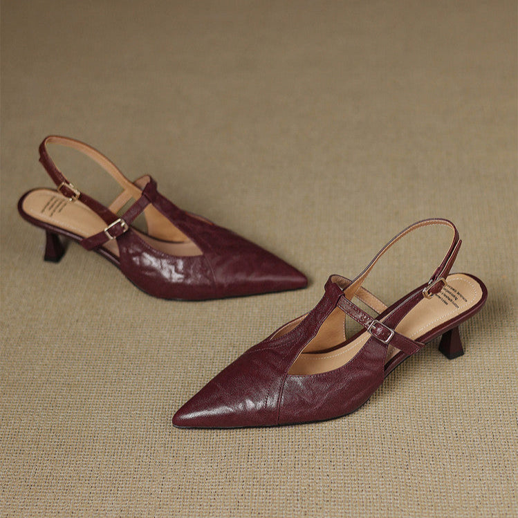 Noir Genuine Leather Heels  Liora Lane Boutique