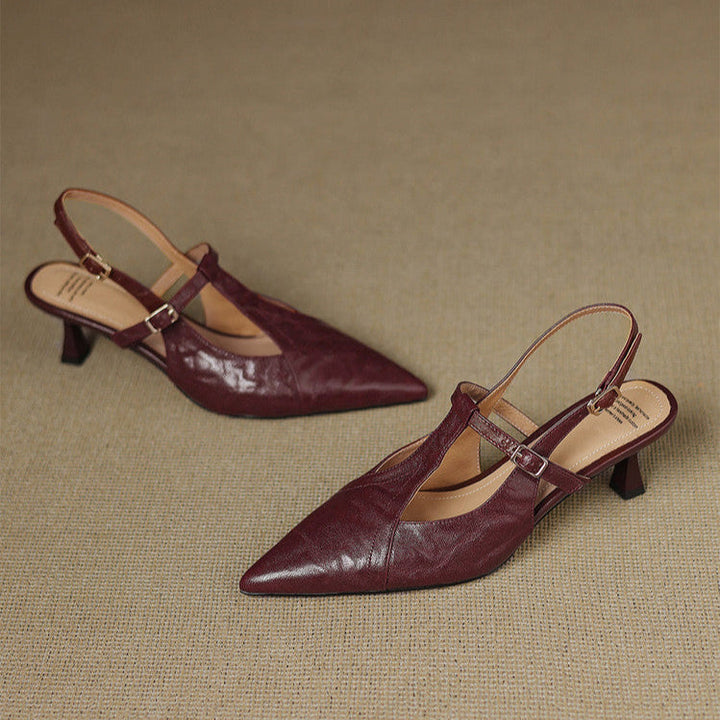 Noir Genuine Leather Heels  Liora Lane Boutique