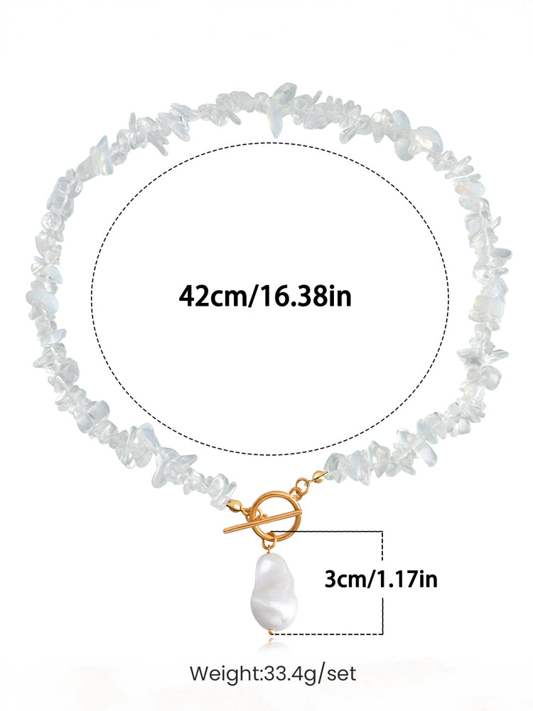 Coral Chip & Pearl Necklace Statement Jasmine's Boutique Australia
