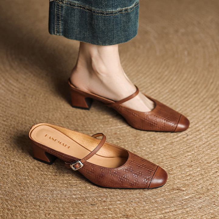Edda Genuine Leather Mules  Liora Lane Boutique
