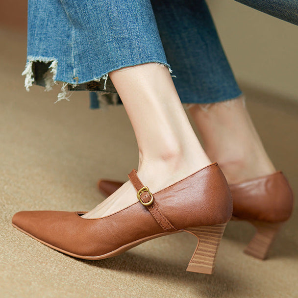 Estel Genuine Leather Heels  Liora Lane Boutique