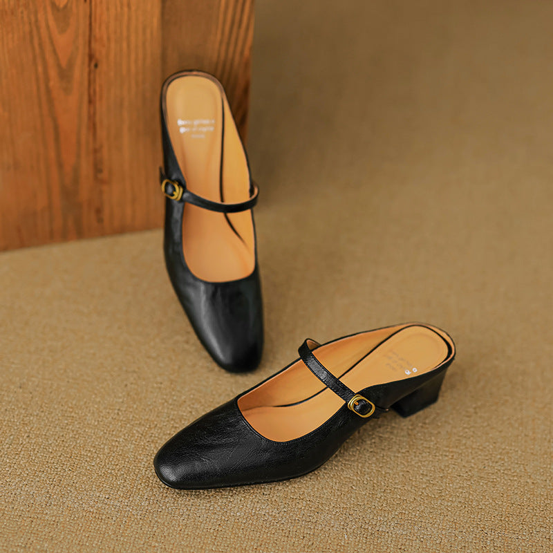 Vian Genuine Leather Mules  Liora Lane Boutique