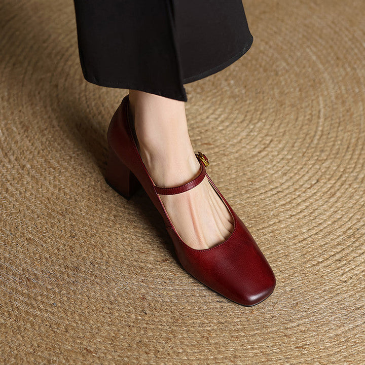 Lenara Genuine Leather Heels  Liora Lane Boutique