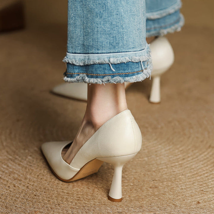 Liana Genuine Leather Heels  Liora Lane Boutique