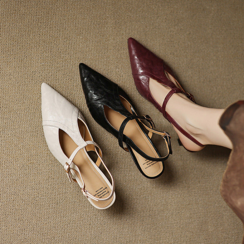 Noir Genuine Leather Heels  Liora Lane Boutique